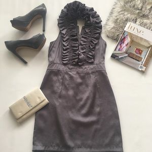 Esley Halter Ruffled neckline Grey party dress / M